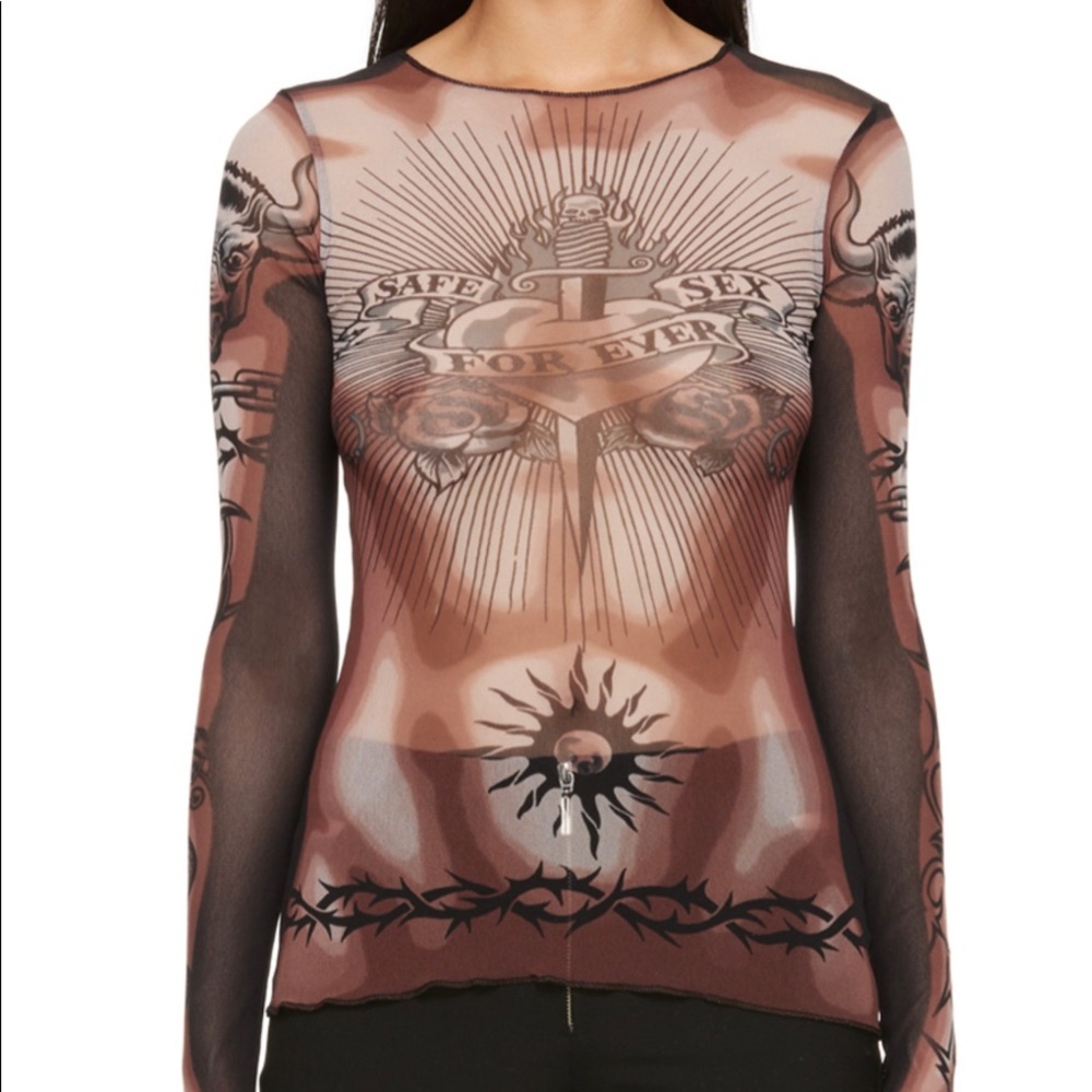 Jean Paul Gaultier Orange ‘Safe Sex’ Long Sleeve T-Shirt